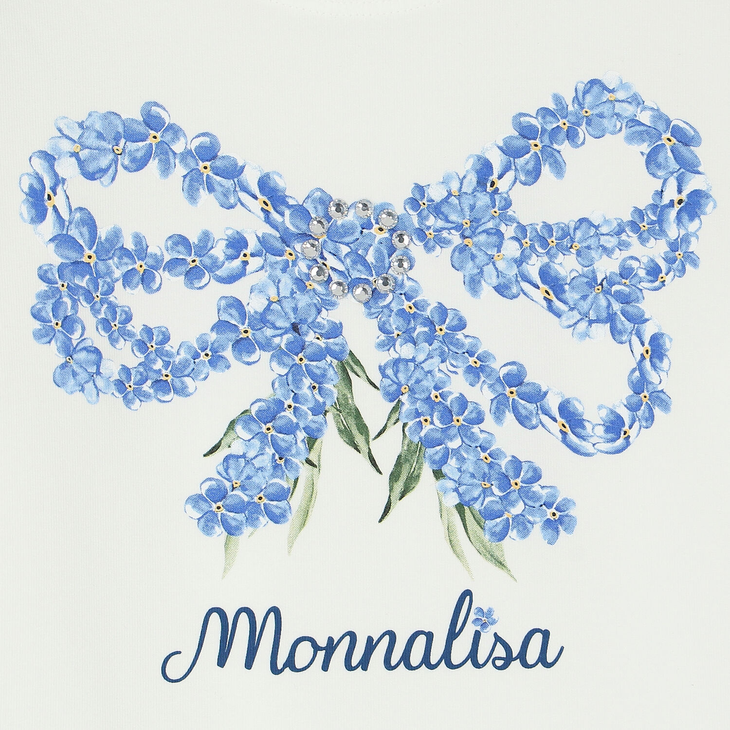 Girls White & Blue Floral Skirt Set, 1, hi-res